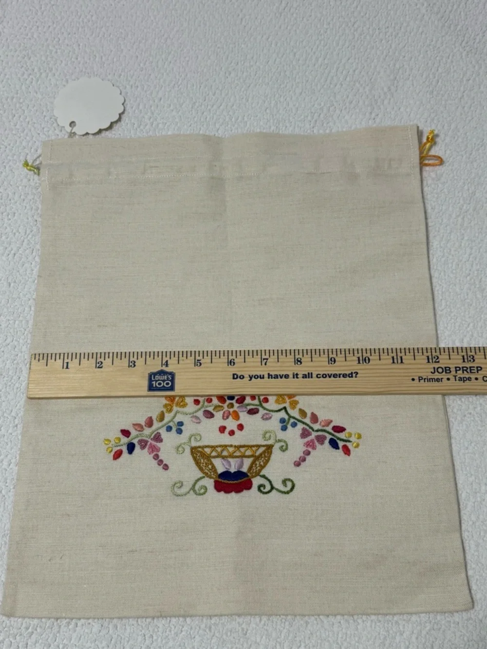 Magda Vakil Linen Drawstring Pouch Hand Embroidered Duster